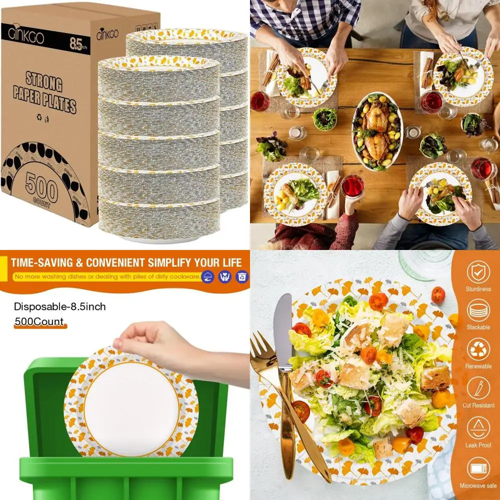 

Прочные одноразовые тарелки 8,5 дюймов, 500 штук, идеально подходят для вечеринок и повседневного использования