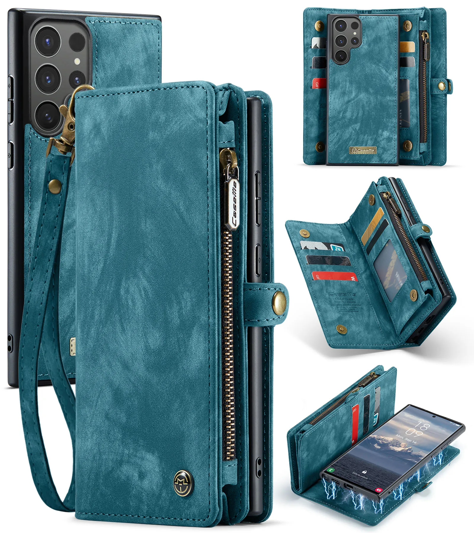 

Многофункциональный чехол-кошелек 2-в-1 из искусственной кожи с откидной крышкой для Samsung Galaxy S25 S24 S23 Ultra Plus FE, противоударный чехол для телефона с слотом для карт