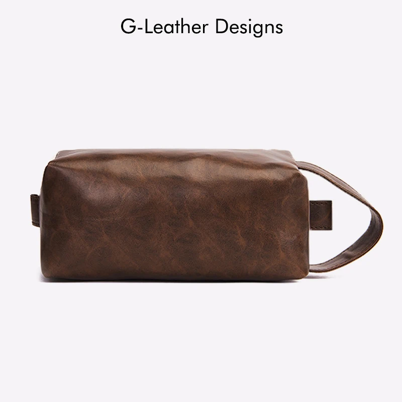 Custom Initials Vegan Leather Vintage Cosmetic Bag Toiletry Storage Bag Travel Organizer Bag For Men Women Casual MakeUp Bag