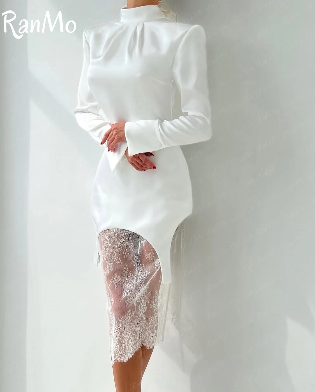 Ranmo 2025 우아한 인어 새틴 아랍어 댄스 파티 드레스 긴 소매 이브닝 가운 공식 드레스 로브 드 Soirée 차 길이 맞춤형