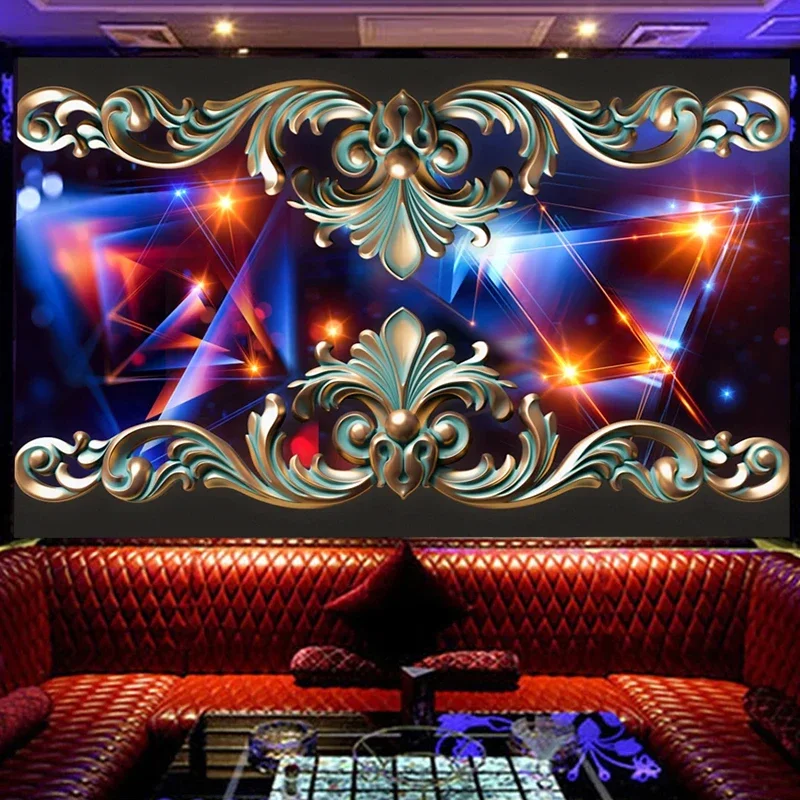 Custom Abstract Wallpaper 3D Stereo Embossed Color Lines Creative Large Mural Restaurant Coffee Shop KTV Bar Wall Decor Painting