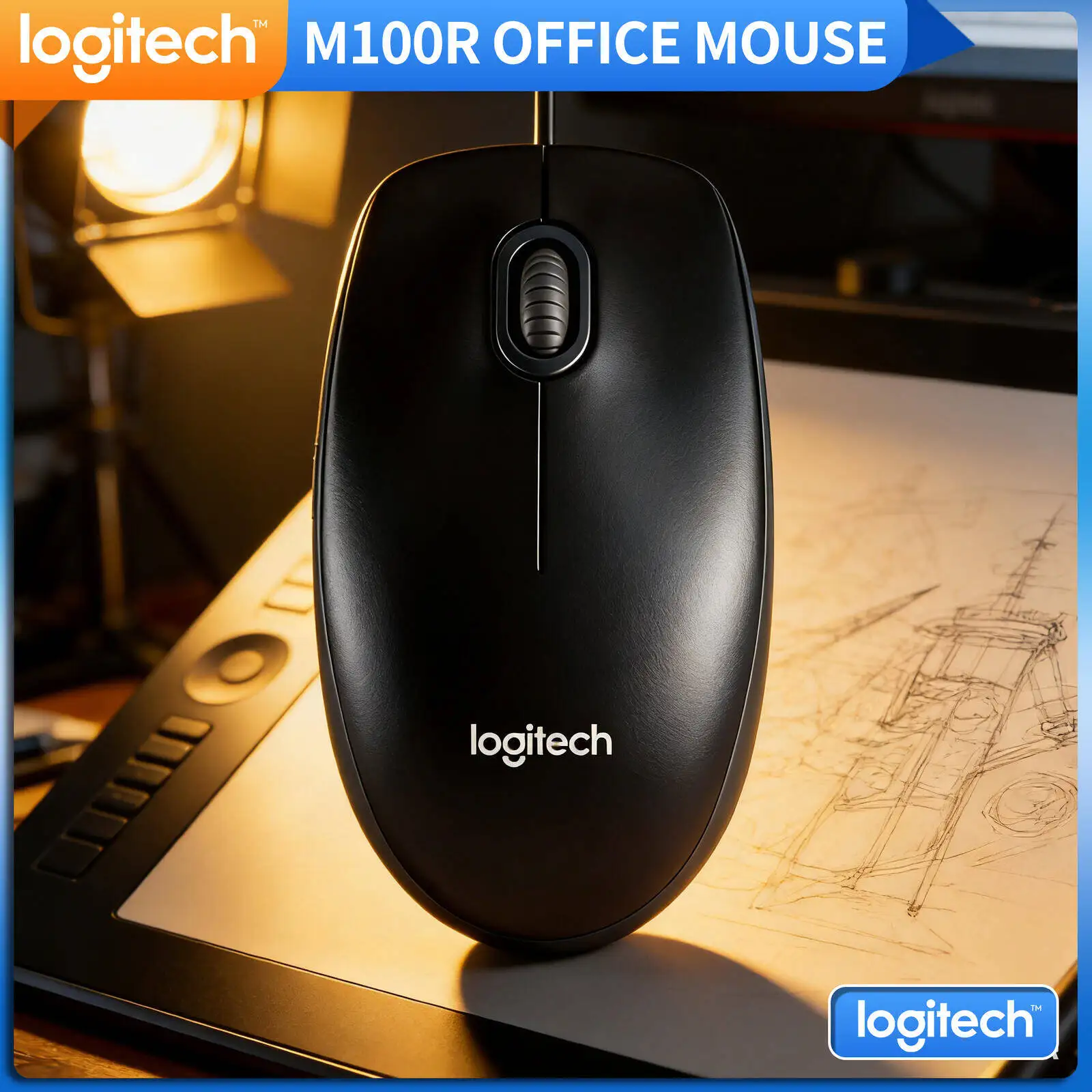 

Проводная USB-мышь Logitech M100R, 1000 точек на дюйм, высокая точность, эргономичный захват, кабель 1,8 м для офиса, дома, школы, компьютера, ноутбука