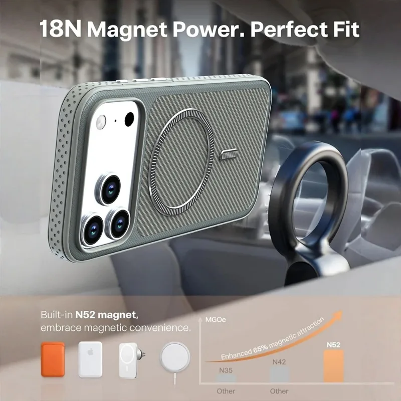 New Carbon Fiber Texture Magnetic Phone Case for IPhone 18 17 16 15 14 13 Pro Max Armor Protection for Magsafe Shockproof Cover view 2