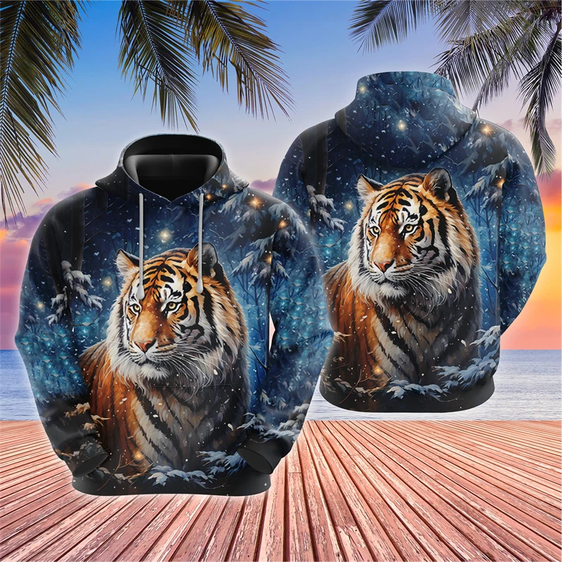 

Funny 3D Tiger Pattern Men's Hoodies Hip Hop Trend Streetwear Fashion Oversized Pullover Autumn Winter Casual Sweatshirts Tops
