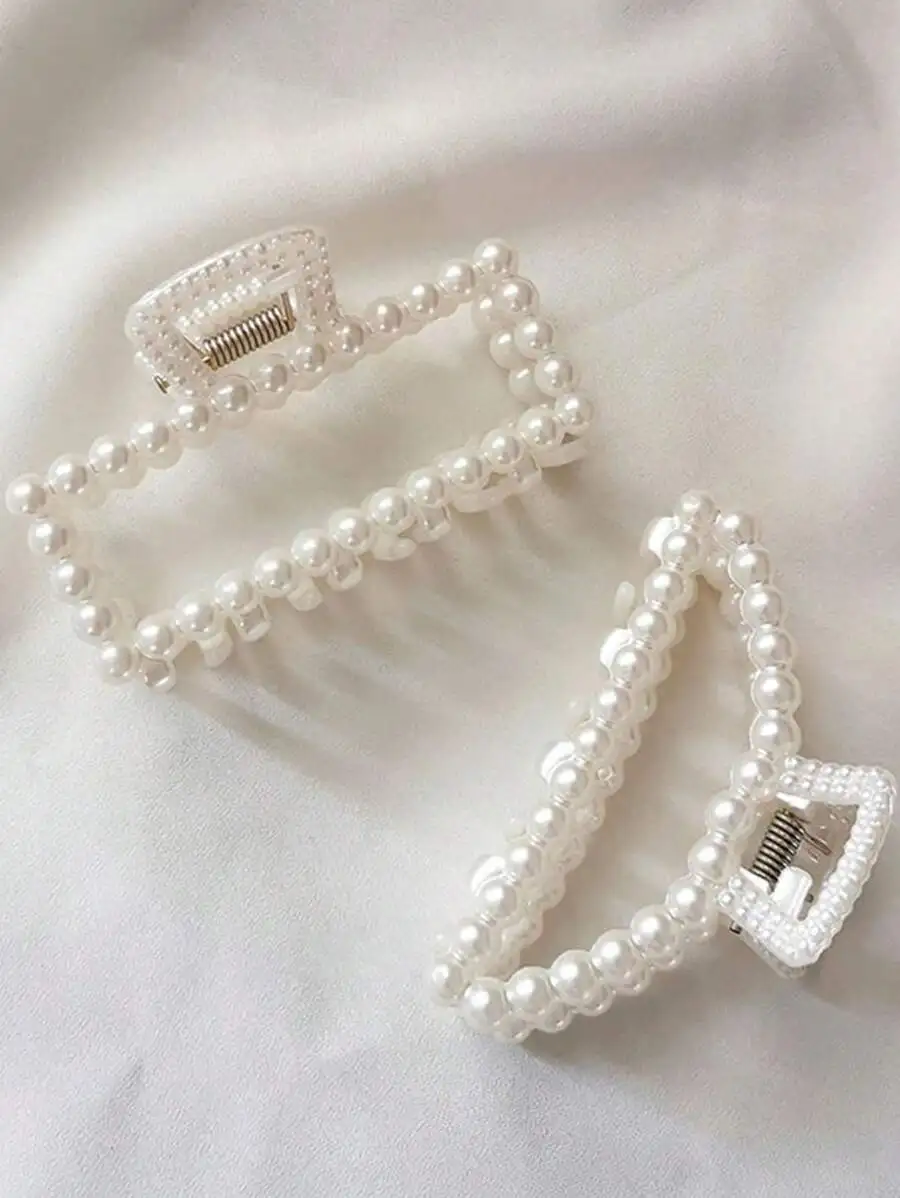 Elegant Women Faux Pearl Hair Clips Set