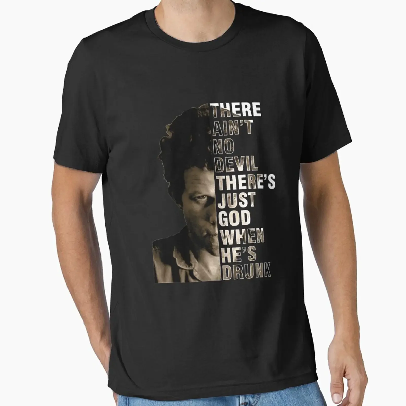 There Aint No Devil Tom Waits Singer Quote designed and sold by MaximGielen vintage Washed Stretched fashion Casual Soft Unisex