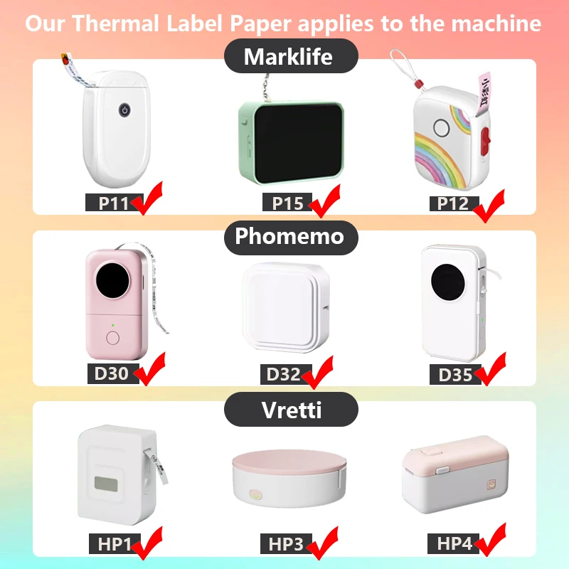 3 لفات حورية البحر ملونة متدرجة صغيرة ذاتية اللصق ملصقات حرارية 12x40 مللي متر متوافقة مع Phomemo D30 D35 marklife p12/p15