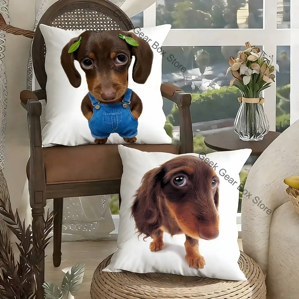 

Cute Funny Dog Dachshund Pillow Case Cushion Cover Home Decor Birthday Gift Pillowcover