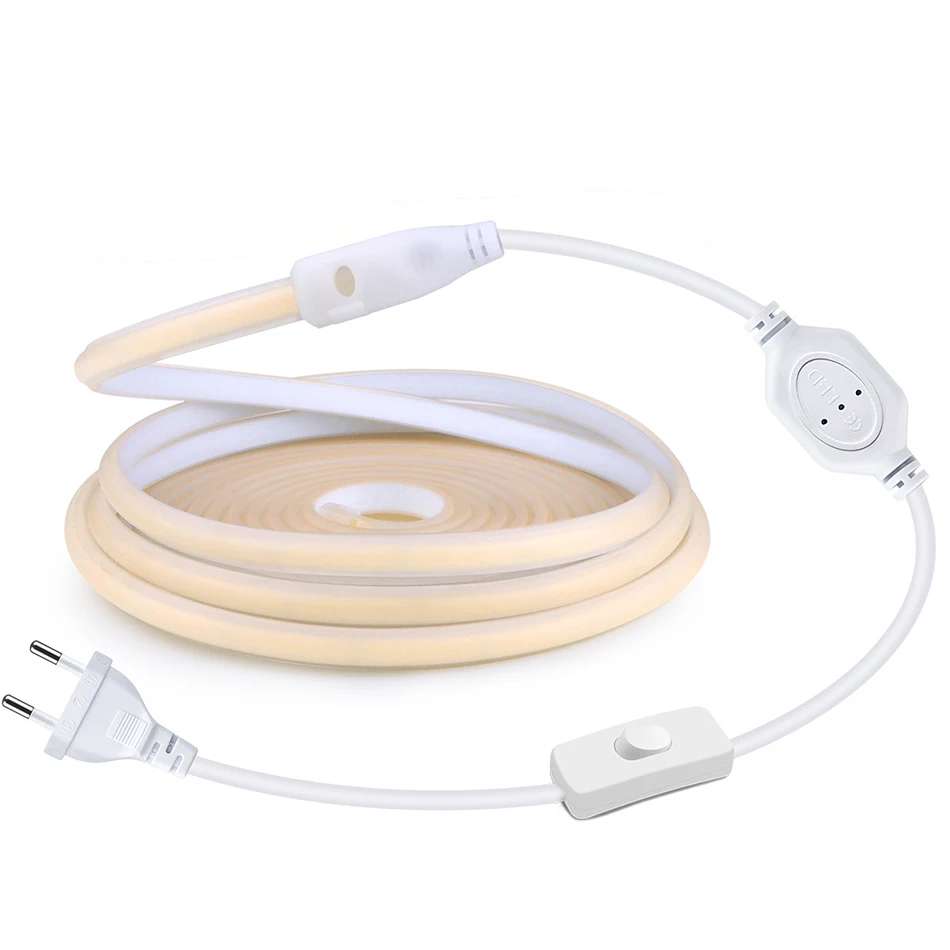 Bande lumineuse LED COB 360 diodes/M 220V prise ue RA 90 blanc chaud 3000K 4000K 6000K bande LED Flexible pour chambre cuisine Waterpr