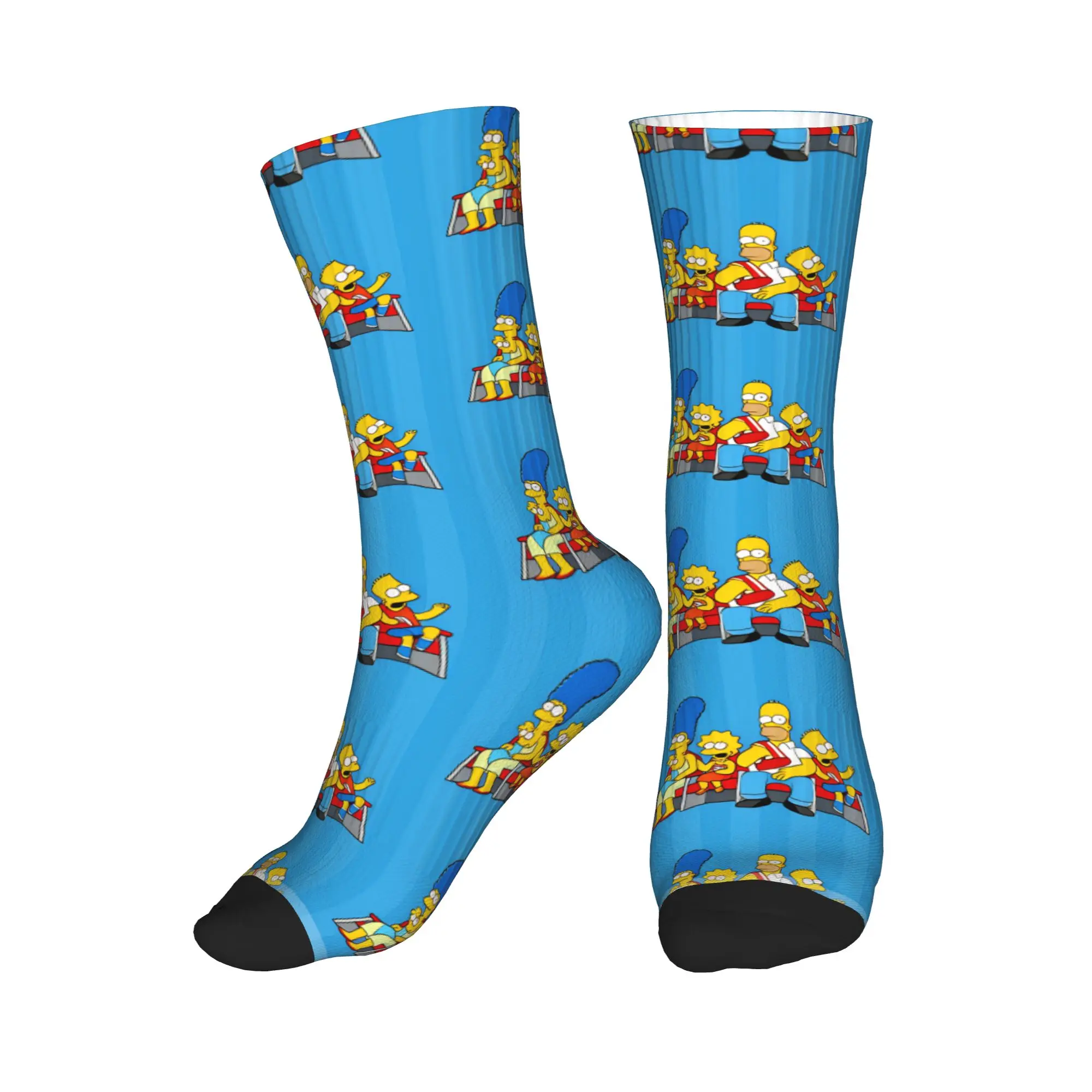 

Funny S-Simpsons Movie Night Repeat Pattern Socks Elegant Stockings Autumn Anti-Slip Men Socks Comfortable Running Sports Socks