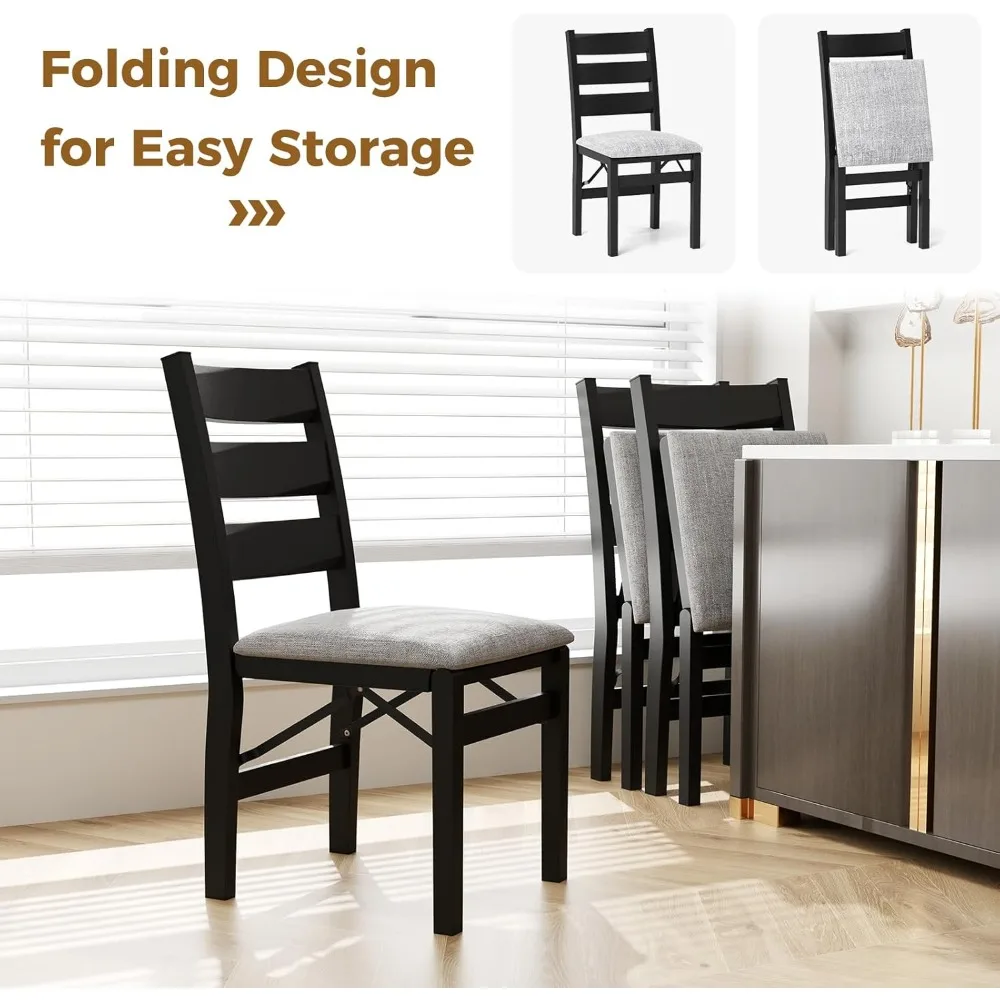 مجموعة كراسي تناول الطعام بمسند ظهر شرائحي منجد، كراسي مطبخ حديثة قابلة للطي مع مقعد مبطن، إطار خشبي مطاطي، مساند للذراعين، Com