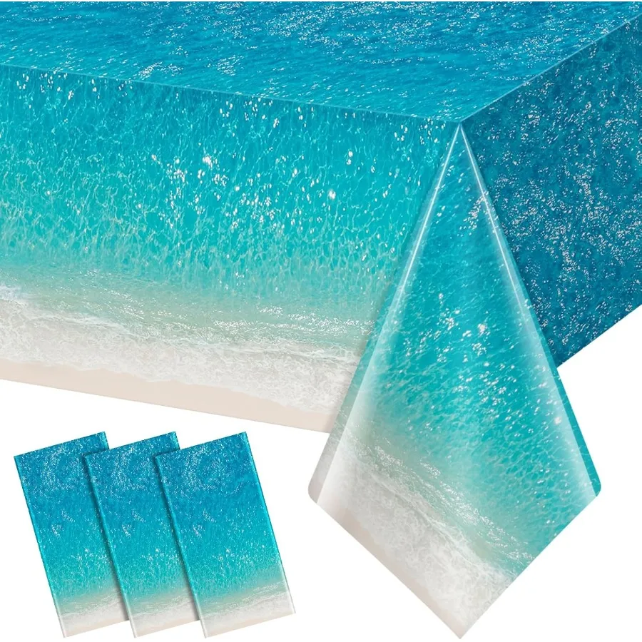 

3 шт., скатерть с океанскими волнами, скатерти с принтом океанской воды, летние одноразовые пластиковые скатерти для пляжного серфинга, бассейна, морской тематики