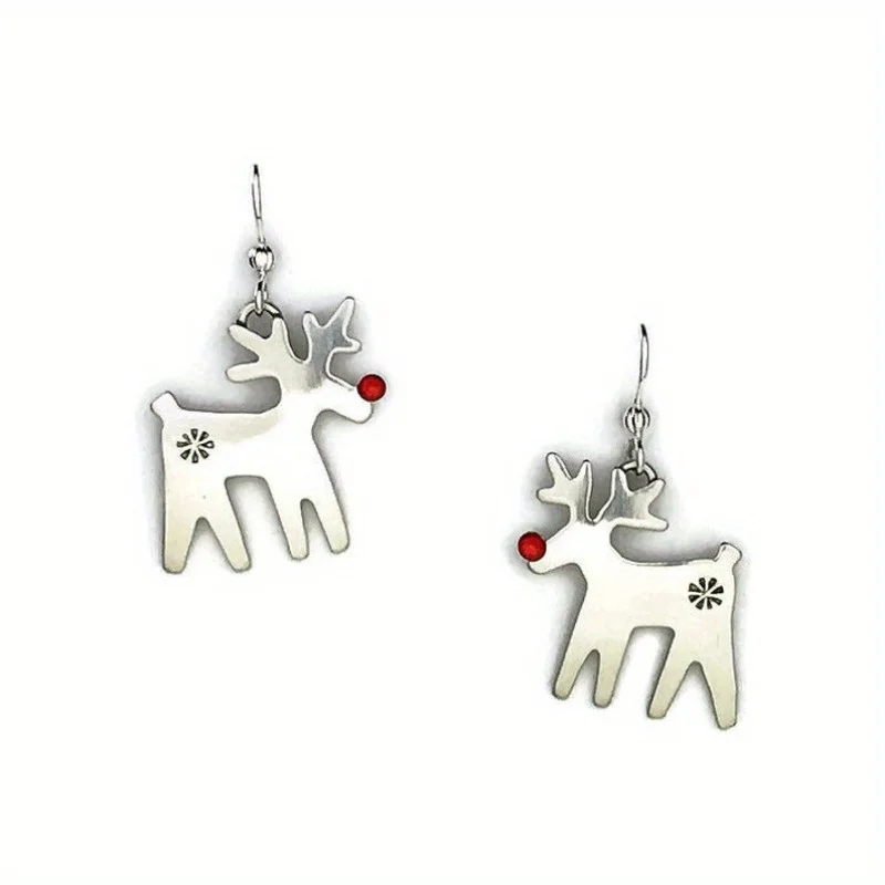 Pendientes colgantes de moda con diseño navideño para mujer, pendientes colgantes con diseño de ciervo navideño, joyería para fiesta de Año Nuevo para niñas