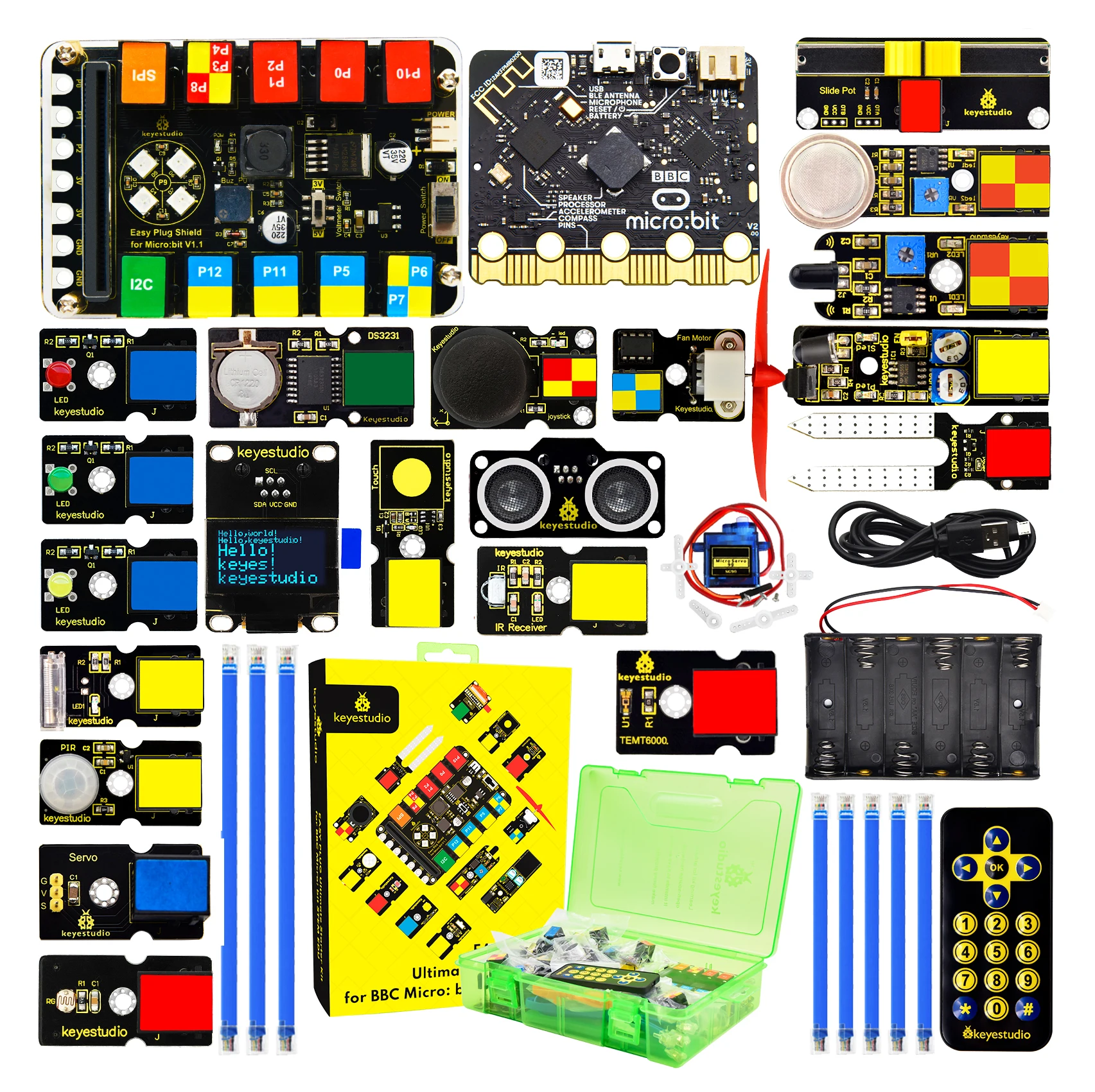 Keyestudio Micro:bit EASY Plug Ultimate Starter Kit for BBC Microbit STEM EDU Programming Learning Sensor Starter Kit