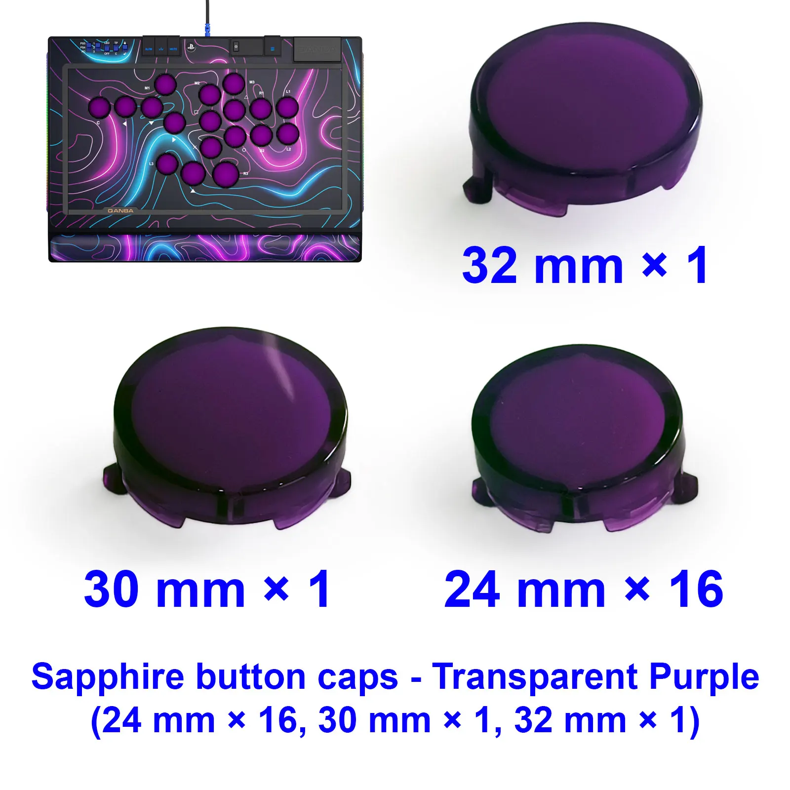 QANBA SAPPHIRE S1 Button Cap Arcade Joystick Set