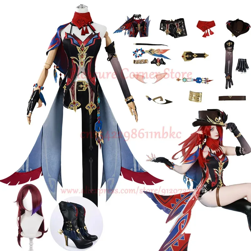 En Stock disfraz de Chasca Genshin Impact Chasca Cosplay conjunto completo Outfis traje de juego de rol Chasca Cosplay peluca zapatos