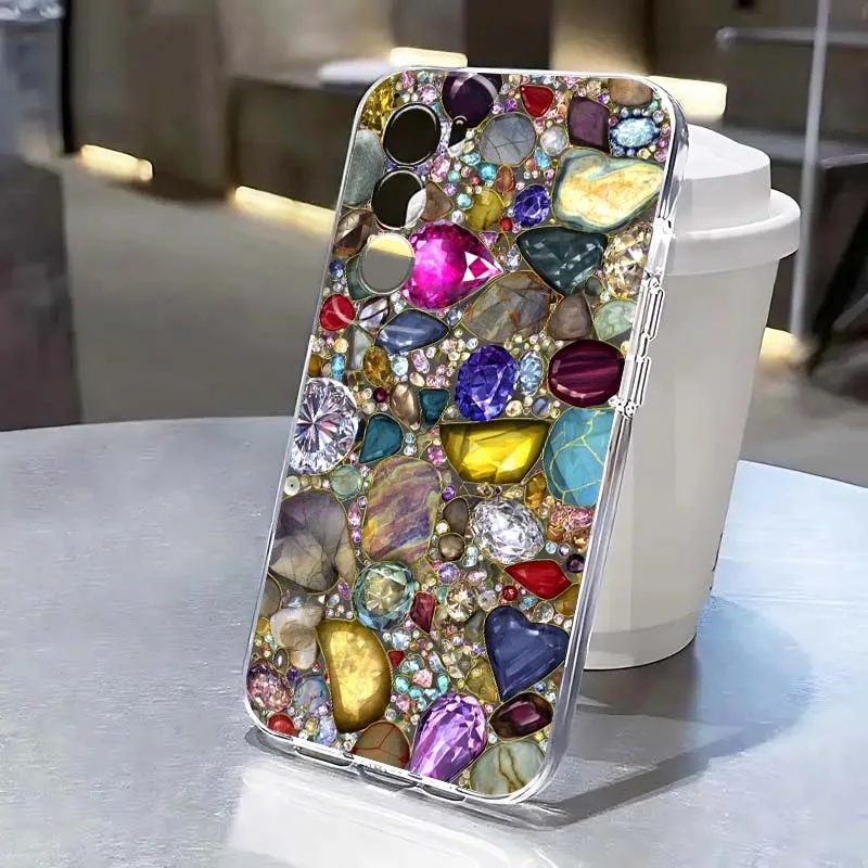 

Dazzling Gold inlaid Stones For OPPO A11 A16 A55 A56 A57 A72 A52 A73 A74 A54 A76 A78 A58 A98 Pro 5G Transparent Phone Case