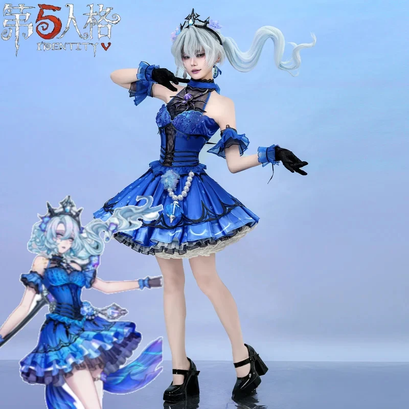 Euro 7 Cos Identity V Grace Costume Naiad Dreamweaver Truth Under Blue Dress Lolita Wig Props Set Halloween Cosplay 【【【2