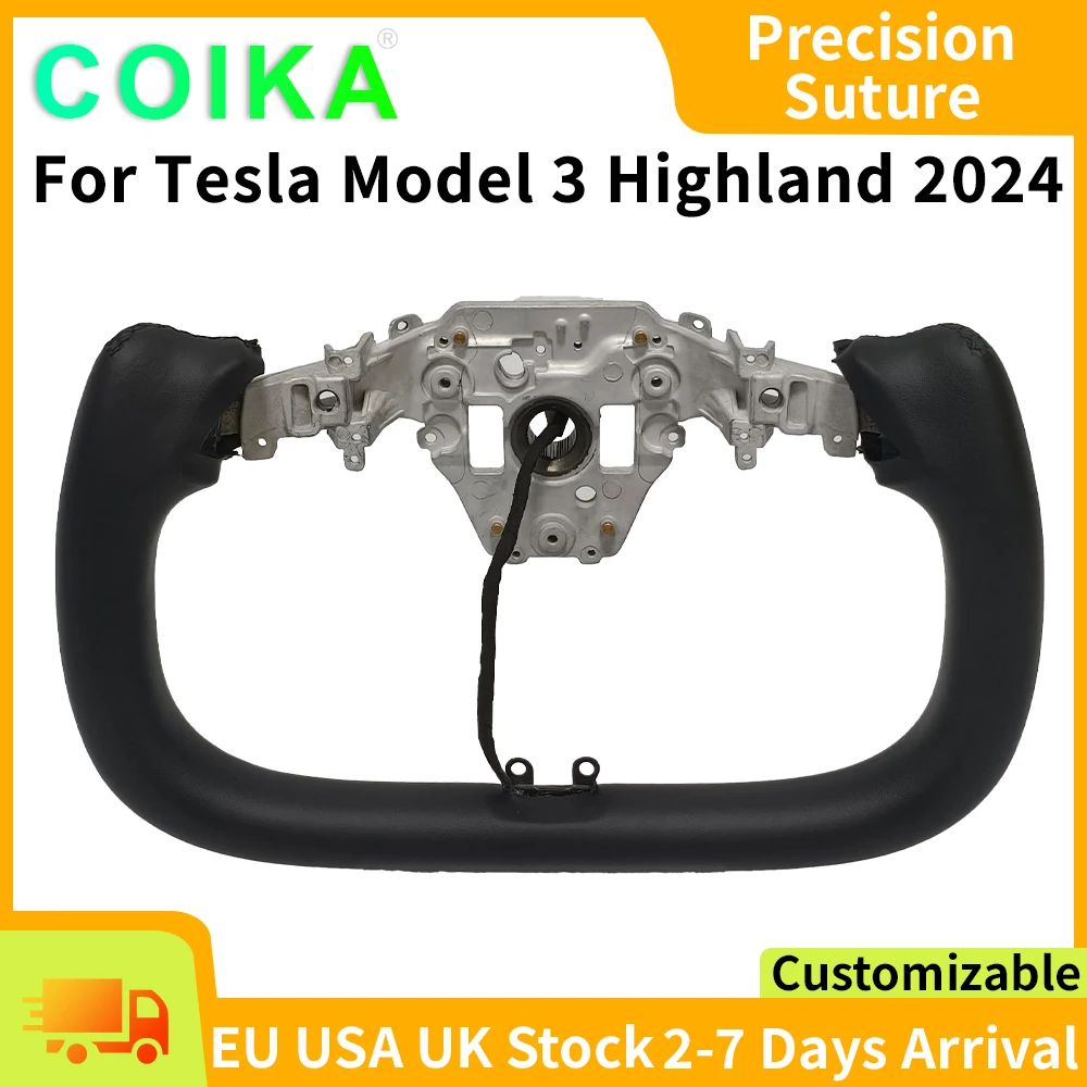 

Heated Racing Yoke Handle For Tesla Model 3 Highland 2024 2025 Pre-installed Customized Car Accessory Steering Wheel Nappa Leather