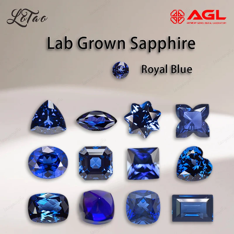 

Lab Grown Sapphire AAA+Clarity Royal Blue Color Gems Multiple Shape For Jewelry Setting&Custom Design Selectable AGL Certificate