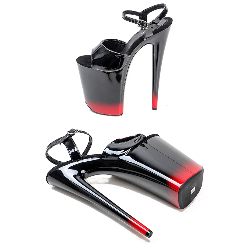 Leecabe 23CM / 9inches  Shiny patent  PU Upper open toe  fashion  Platform High Heels Sandals stripper heel Pole Dance shoes