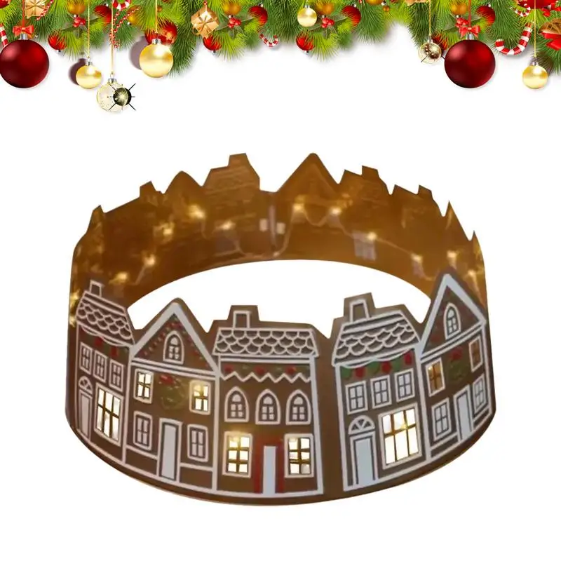 Led Christmas Tree Collar Christmas Tree Collar 26/28Inches Gingerbread House Led Skirt Collar Stand Reusable Holiday Supplies