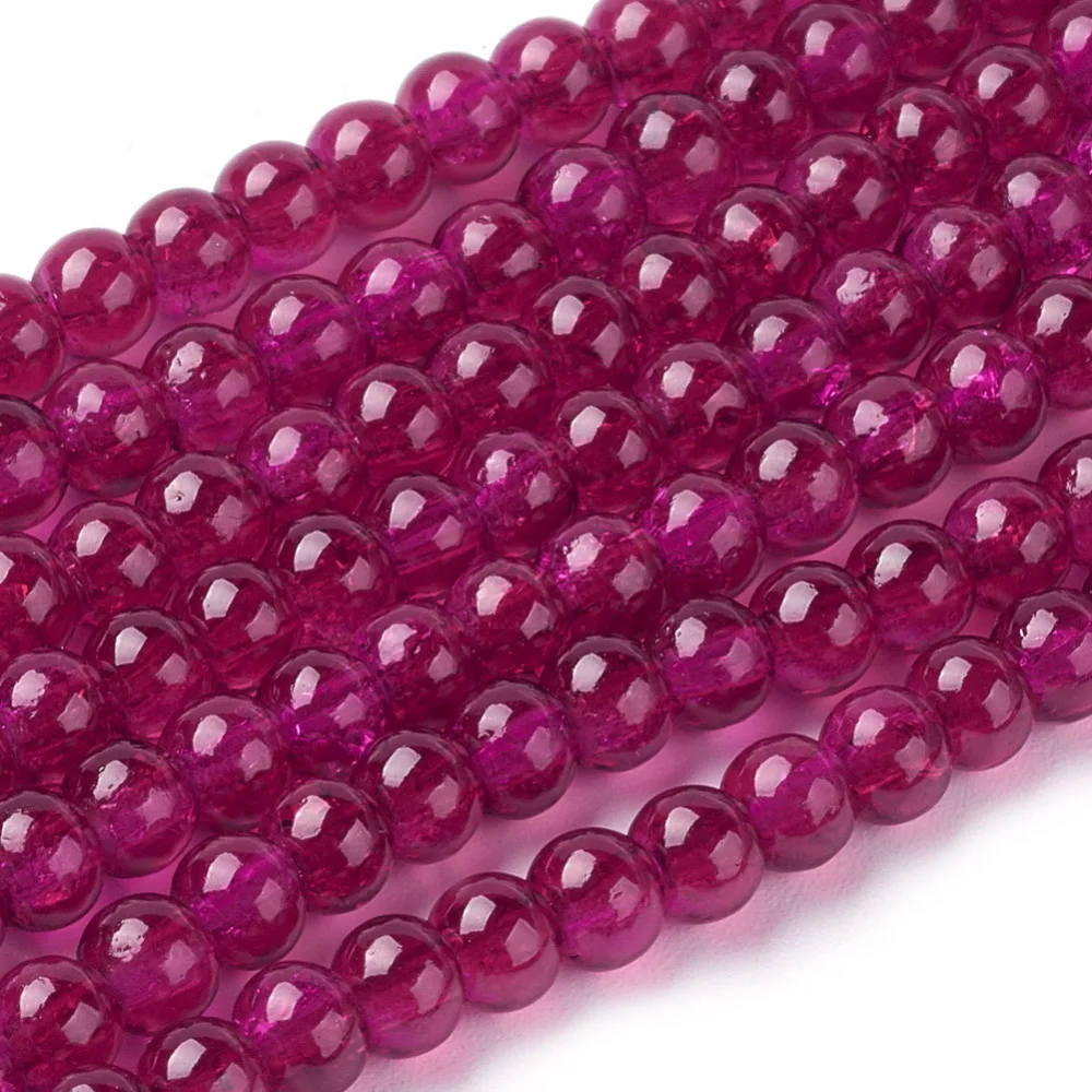 1Strand Spray Painted Crackle Glass Beads Strands Round FireBrick 4mm Hole: 1.1~1.3mm about 200pcs/strand 31.4 inch