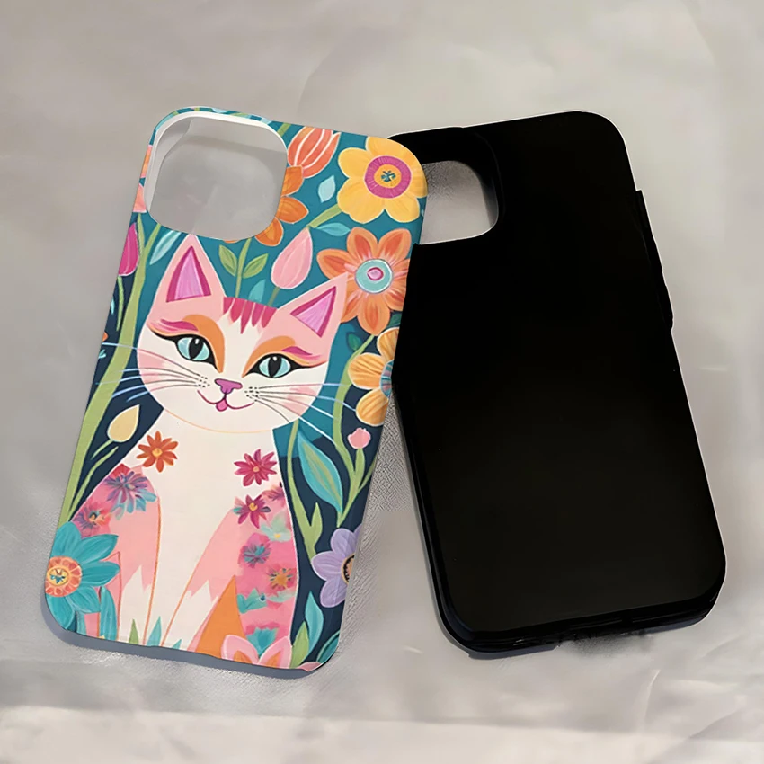 Custodia per telefono gattino colorato per Iphone 17 16 15 14 13 Pro 12 11 Max Plus 16Pro Custodia per telefono a doppio strato Creative 15Pro Cover Shell