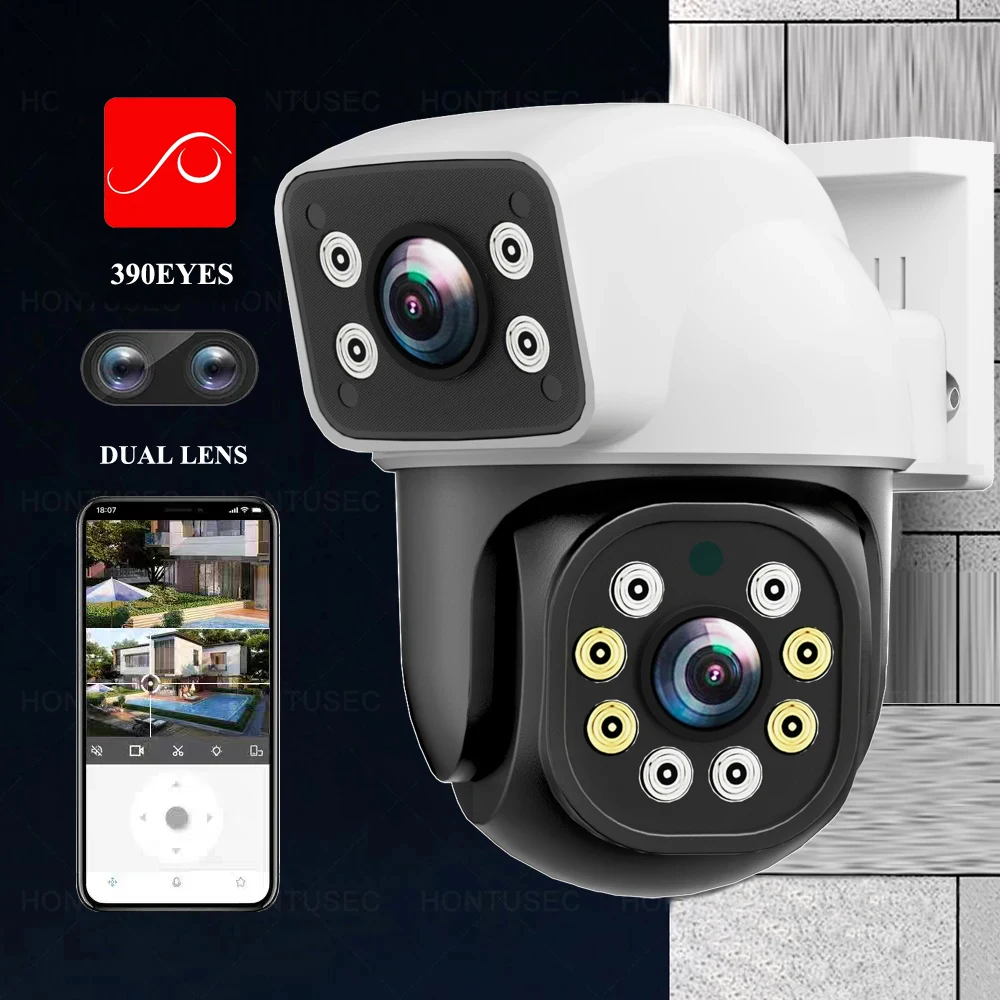 

390EYES APP 4K 8MP Dual Lens Dual Screen WIFI PTZ 4MP Wireless Security Camera Outdoor IP66 Auto Tracking Surveillance Cameras