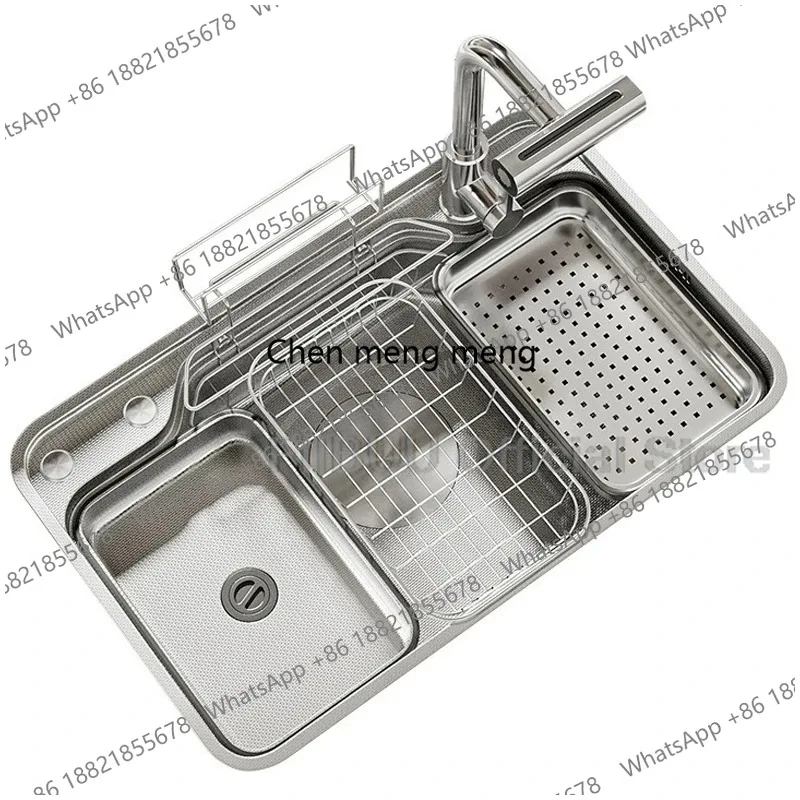 Large Capacity Embossed Single Kitchen Sink 304 Stainless Steel Thickened Wear And Oil Resistant Workstation With Accessories