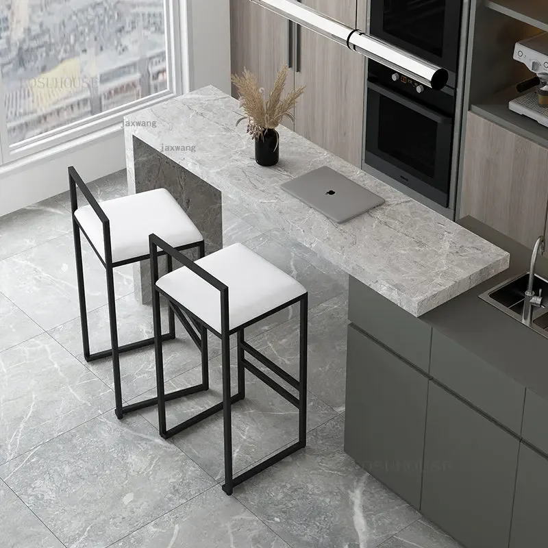 

Living Room Restaurant Counter Bar Stools Modern Minimalist Home Cafe Backrest High Stools Designer Front Desk Bar Chairs C