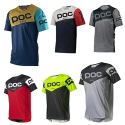 2022 summer short sleeve cycling shirt men's poc jersey bicycle team downhill t shirt mx dh camiseta mtb enduro road bike jersey