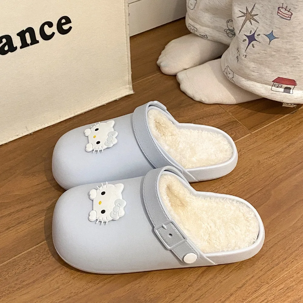 شباشب قطنية نسائية من HelloKitty مريحة ومتعددة الاستخدامات وقابلة للإزالة وقابلة للغسل ومضادة للانزلاق شتوية كاجوال ناعمة من الأسفل متينة