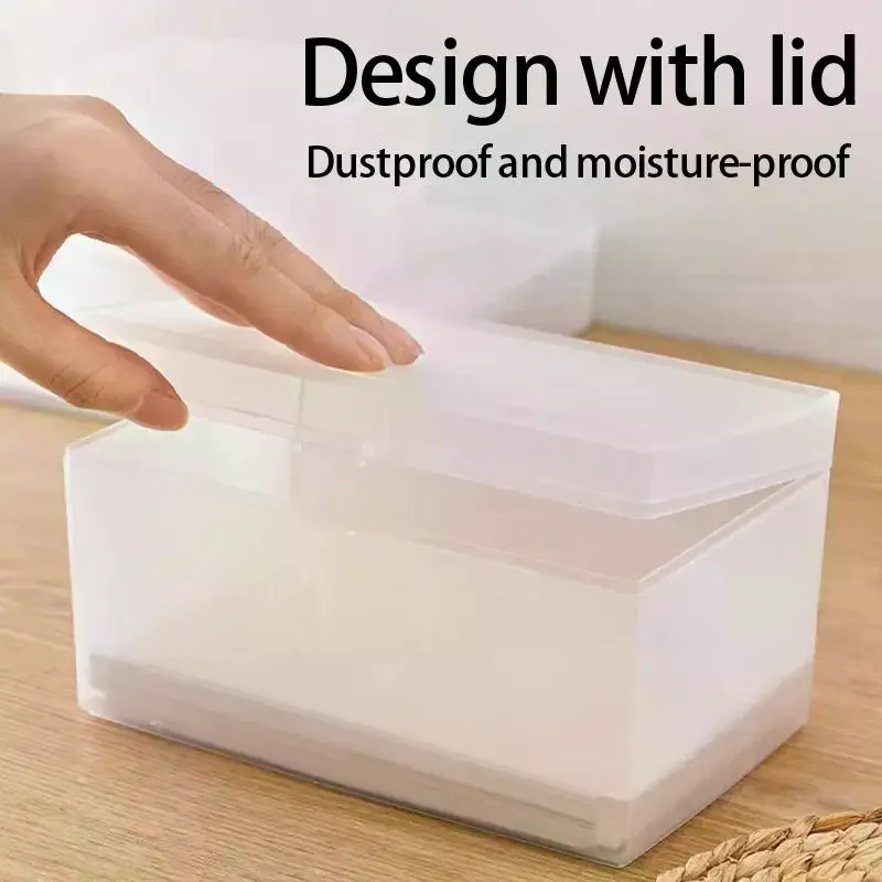 White & Transparent Desktop Storage Box Photos Collection Box Jewelry Container ID Card Organizer