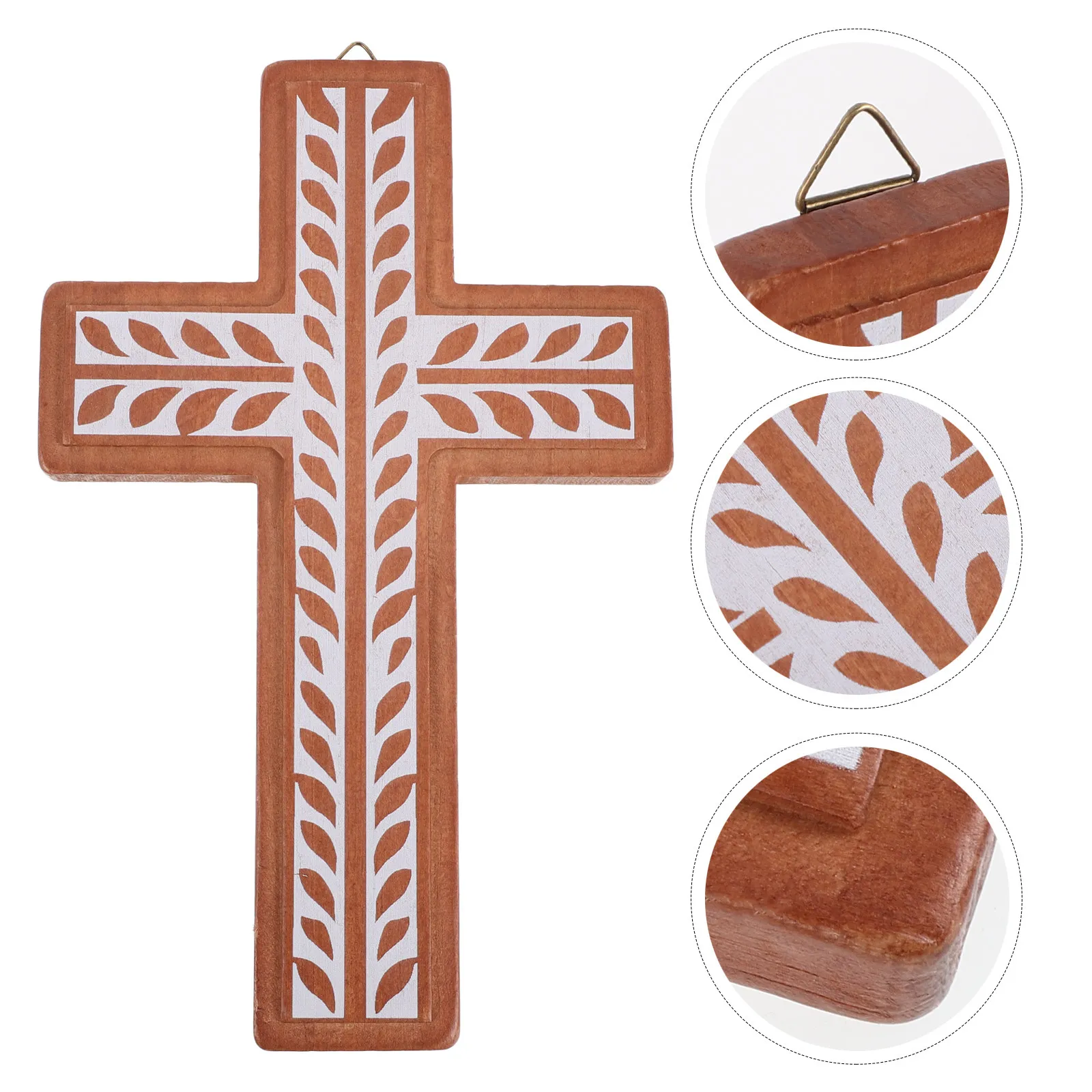 

Wooden Cross Wall-mounted Christian Decorative Hanging Plaque Catholic Home Ornament Decoration Floral Art Gift Hand Carved