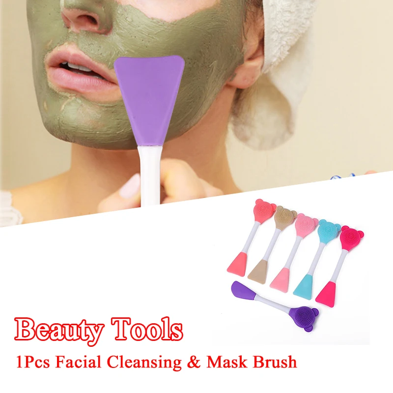 2 In 1 Mee-eter Siliconen Gezichtsreiniging & Masker Borstel Spatel Diepe Reiniging Gereedschappen Peeling Scrub Porie Gezichtsverzorging