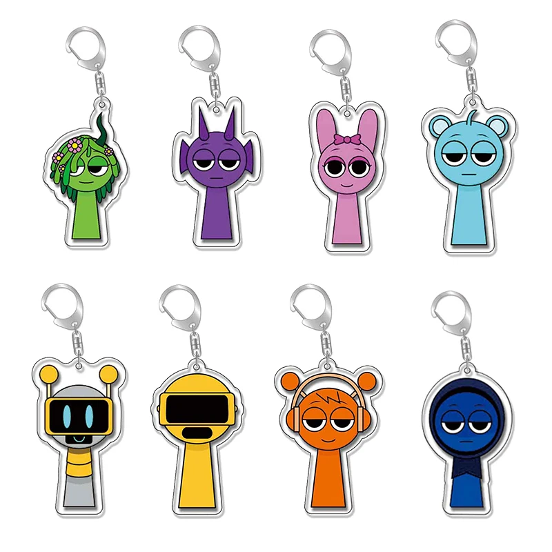 

Acrylic Sprunki Keychain for Accessories Sprunki Oren Raddy Gray Brud Vineria Pendant Keyring Key chain Jewelry Fans Gifts