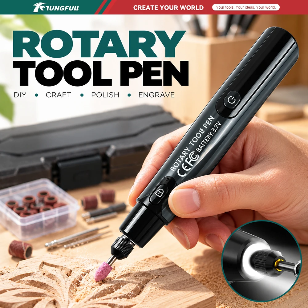TUNGFULL Electric Engraving Pen Cordless Rotary Tool LED Screen  Forward Reverse Rechargeable for Metal Craft Polishing Carving