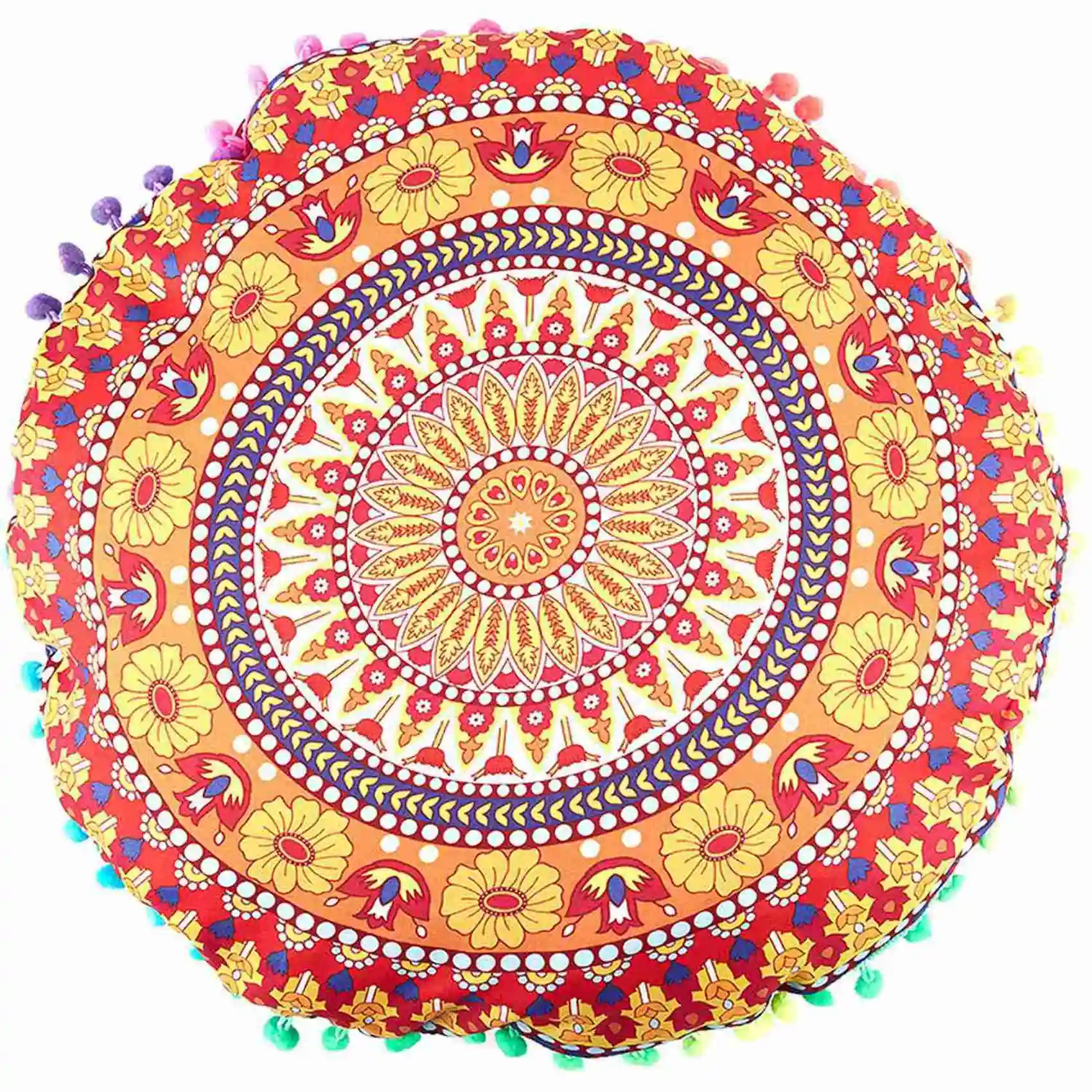 New Shown-2X Indian Mandala Floor Pillows Round Bohemian Cushion Cushions Pillows Cover Case 13