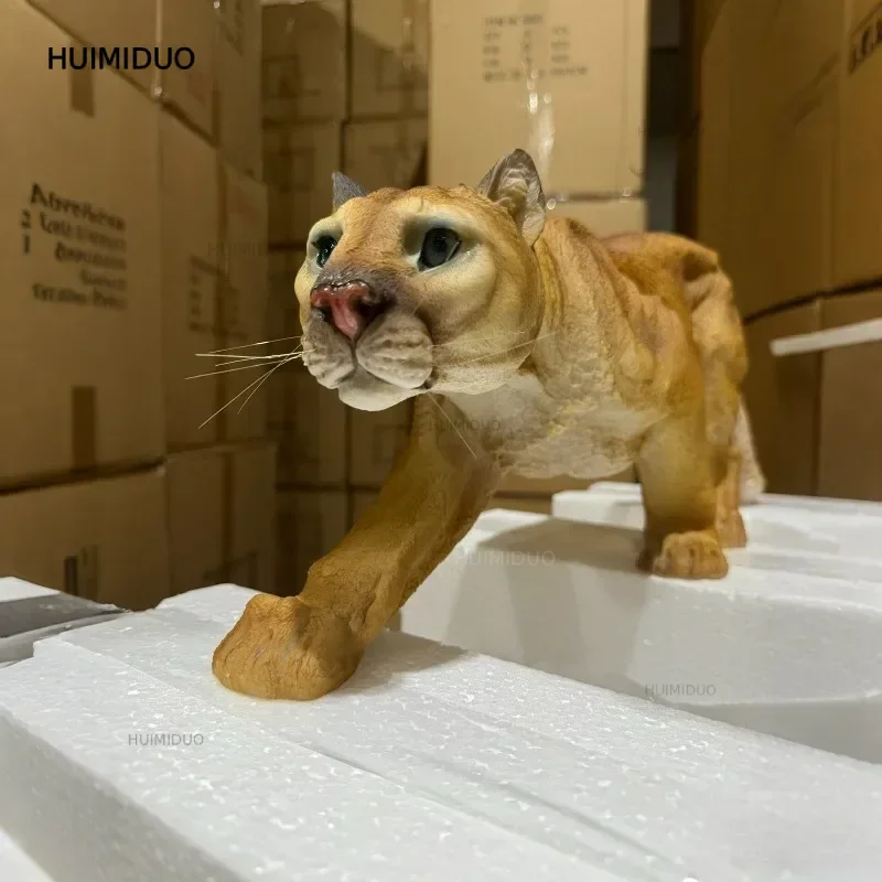 Simulated Animal Figurine Cougar Statue Living Room And Office Desktop Ornaments Creative Animal Model Resin Sculpture HomeDecor