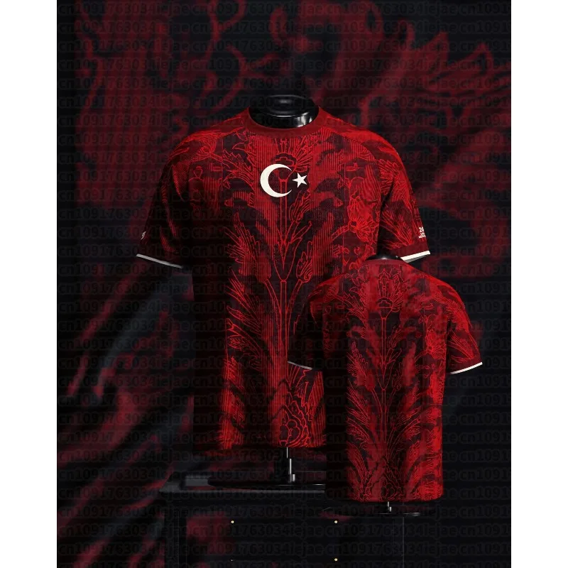 2026 Family Matching Turkey AY-YILDIZLILAR Vintage Floral Themed Football Jersey Breathable Quick-Dry Soccer Fans Tee