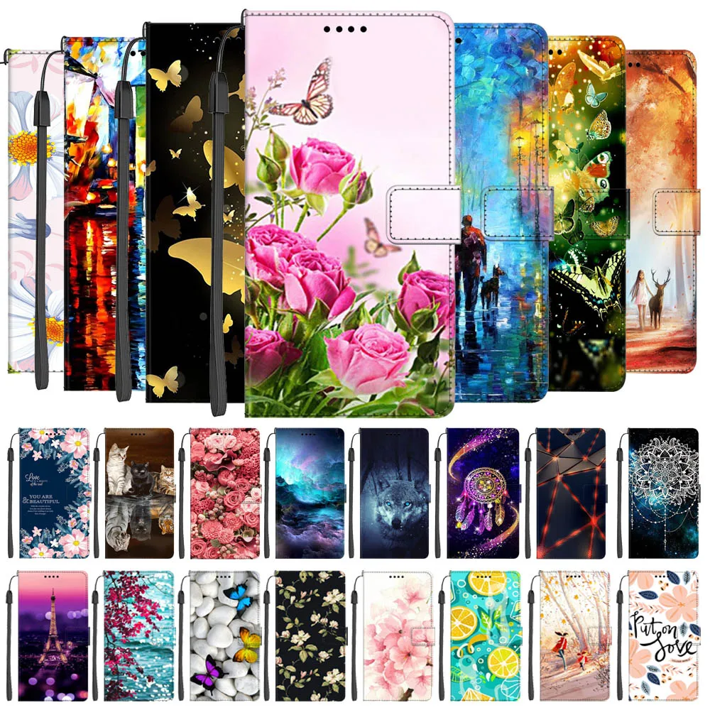 Leather Book Cover For alcatel 1S 2021 Fashion Wallet Phone Flower Bags For Alcatel 1 S 6025D Flip Cute Cases 6025E Funda Stand