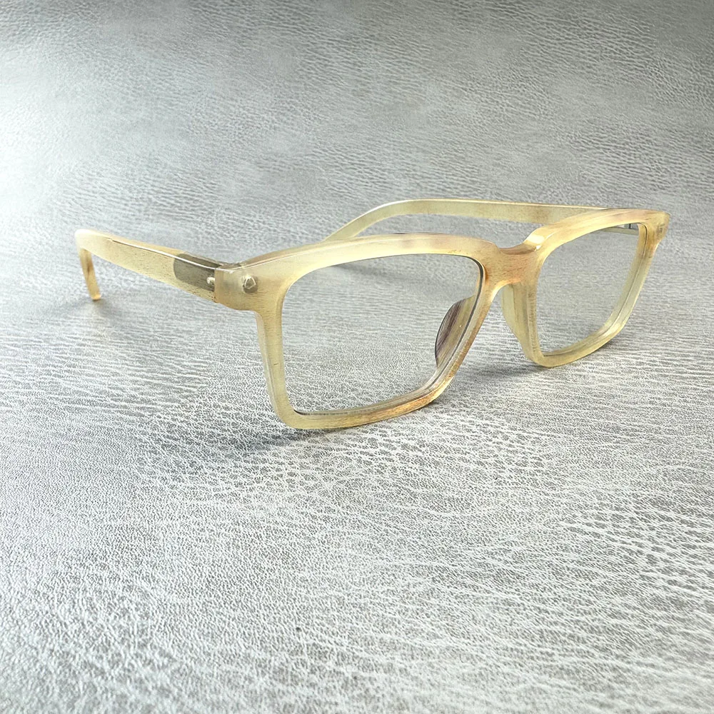 

Оправы для очков, квадратные деловые винтажные линзы для близорукости, очки ручной работы с медовым рогом, мужские и женские оправы для очков по рецепту