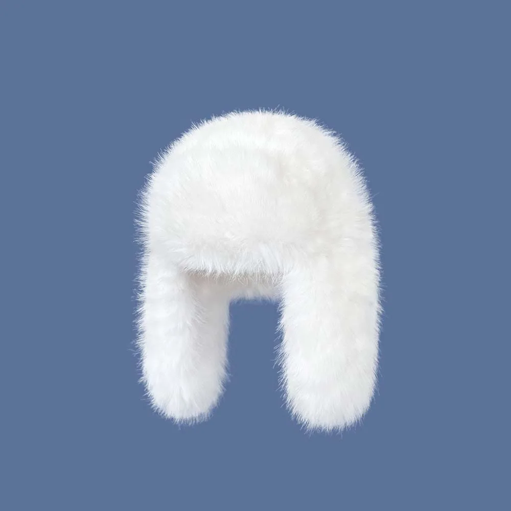 

Lamb Fur Cap Solid Color Men Women Pilot Hat Warmer Windproof Faux Fur Pilot Cap Adjustable Soft Ear Protection Hat Travel