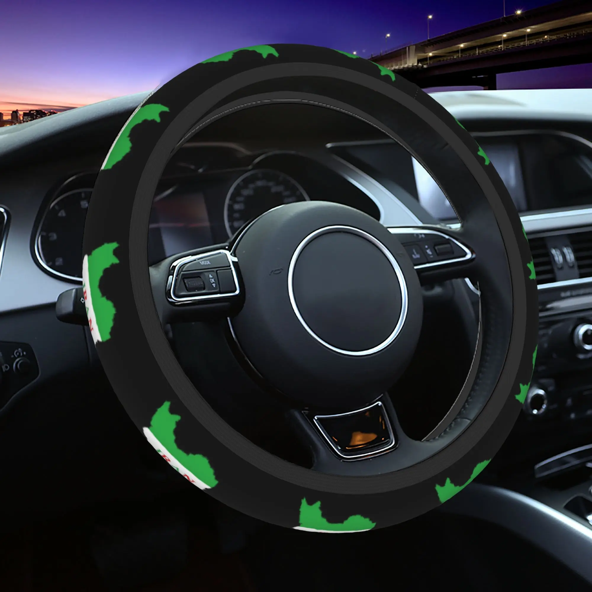 

Iran Flag Map Car Steering Wheel Cover 38cm Anti-slip Steering Wheel Protective Cover Fashion Car-styling Interior Accessories