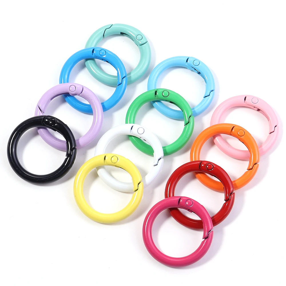 5-10 Stück/Los Bunte Federverschlüsse, aufklappbare runde Karabinerhaken, Schlüsselanhänger, Taschenclips, Haken, Hundekettenschnallen, Verbinder für DIY-Schmuck – Detail 2