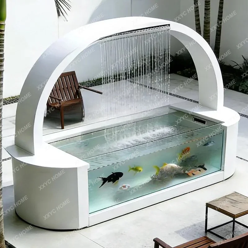 Stainless steel fish pond flower box metal flowing water ornament outdoor terrace courtyard fish pond