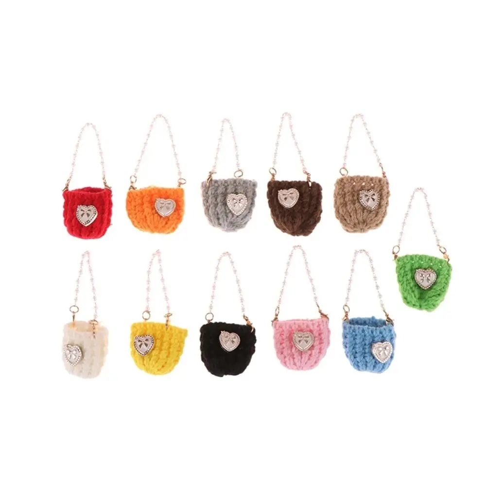 Miniature Pearl Chain Crossbody Bag Woven Crochet Braid Knitted Shoulder Bag Sweet Colorful Mini Crossbody Bag Dress Up