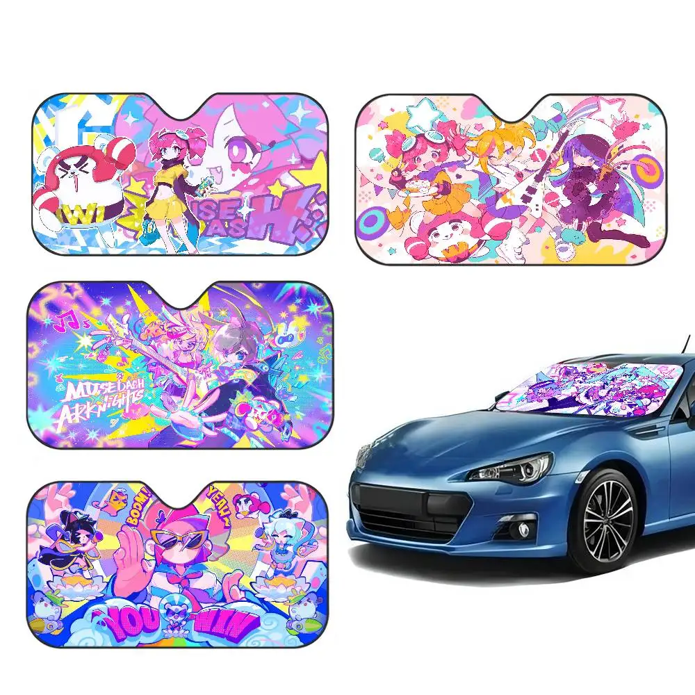 Anime Muse Dash Car Sunshade Shield Windshield Window Sun Blocker Cover Interior Protection for Truck SUV Visor Universal