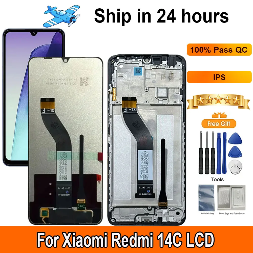

100% Tested 6.88‘‘For Xiaomi Redmi 14C LCD Display Touch Panel Digitizer AAssembly With Frame Replacement For Redmi 14C LCD